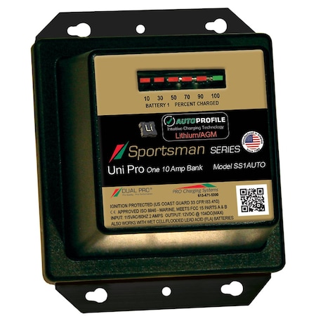 Dual Pro SS1 Auto 10A - 1-Bank Lithium/AGM Battery Charger SS1AUTO